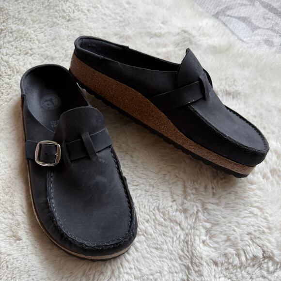 Birkenstock Buckley Moccasin Clog Black Oiled Leather Size 40 US 9 to 9.5 - Picture 1 of 8